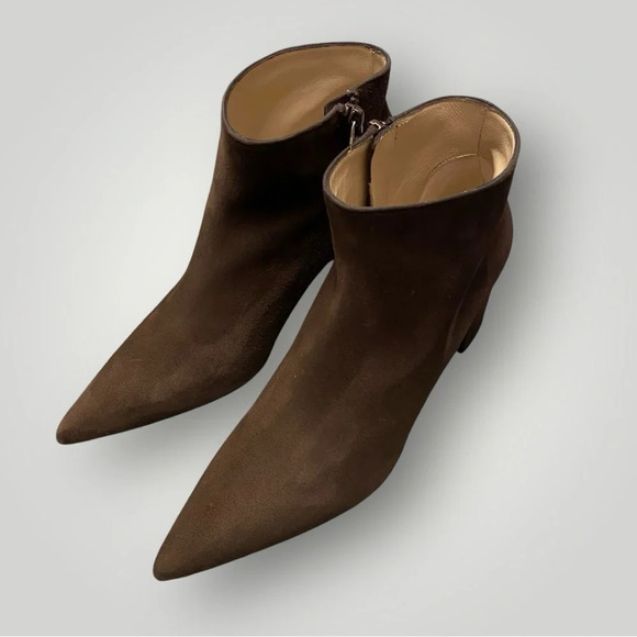 Stuart Weitzman Stuart 75 Zip Suede Bootie Brown Sz 6.5 - Picture 3 of 13